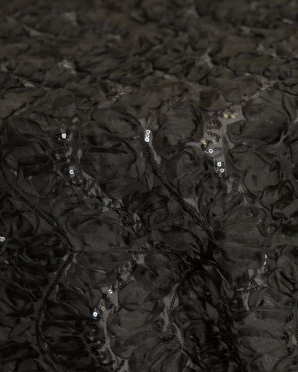 Chiffon Sequin Wave Tablecloth: Black