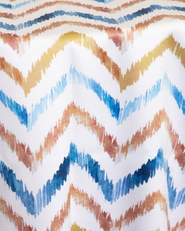 Chevron Romani Tablecloth: Navy Blue