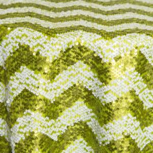 Chevron Sequin Tablecloth: Apple Green/White