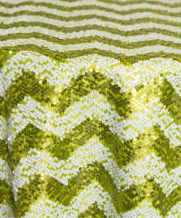 Chevron Sequin Tablecloth: Apple Green/White