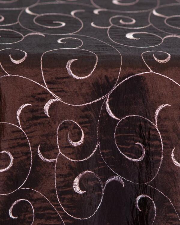 Swirl Taffeta Tablecloth: Chocolate/ Pink