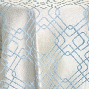 Geometric Rigel Tablecloth: Blue Azure/ Silver