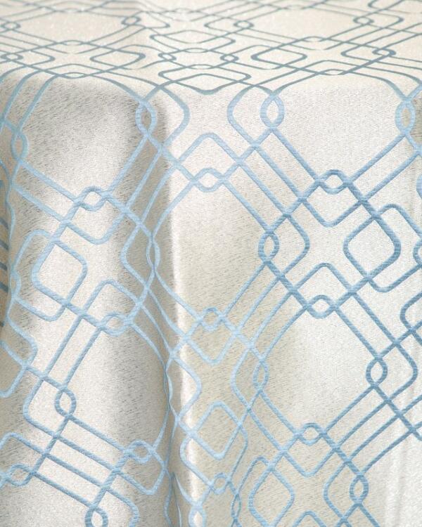 Geometric Rigel Tablecloth: Blue Azure/ Silver