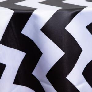Chevron Satin Tablecloth: Black/ White