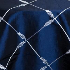 Roby Taffeta Tablecloth: Navy with White Ribbon