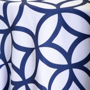 Cirque Tablecloth: Navy/ White