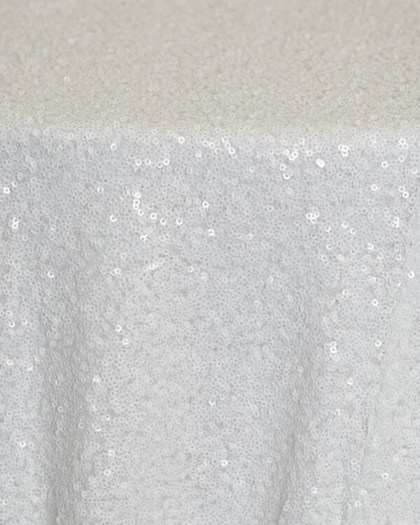Sequin Glitz Tablecloth: White