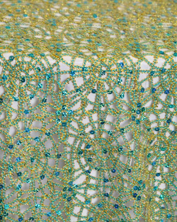 Parisian Lace Overlay: Turquoise/Gold