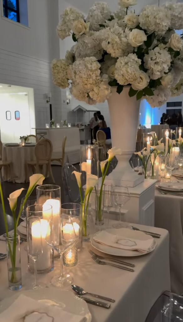 Event rental setup and breakdown with elegant table settings and floral décor