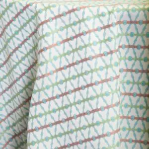 Faith Tablecloth: Turquoise/Coral