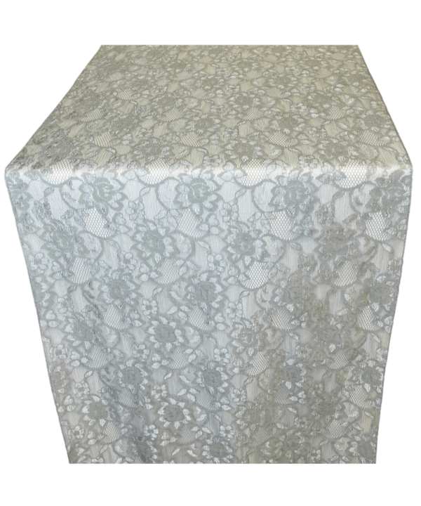 Grey Floral Lace Runner