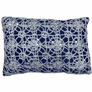 Navy Dupioni / Silver Parisian Overlay Pillow