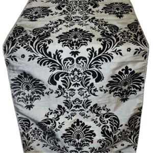 Platinum / Black Damask Flocking Runner