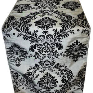 Platinum / Black Damask Flocking Runner
