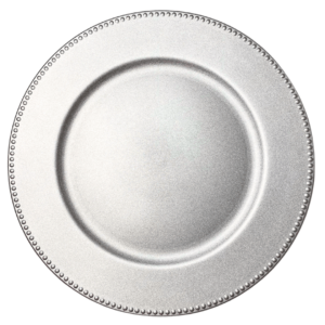 Acrylic Charger: Silver Beaded