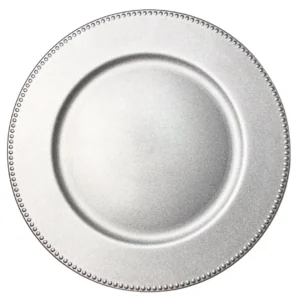 Acrylic Charger: Silver Beaded